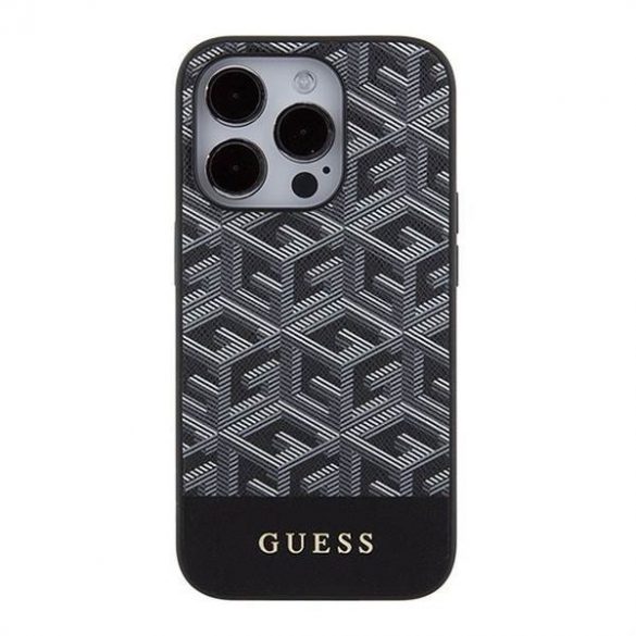 Husă originală GUESS GUHMP15LHGCFSEK pentru iPhone 15 PRO (Magsafe GCUBE Stripes / negru)