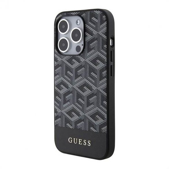 Husă originală GUESS GUHMP15LHGCFSEK pentru iPhone 15 PRO (Magsafe GCUBE Stripes / negru)