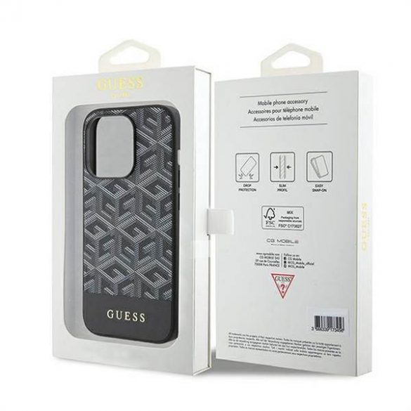 Husă originală GUESS GUHMP15LHGCFSEK pentru iPhone 15 PRO (Magsafe GCUBE Stripes / negru)