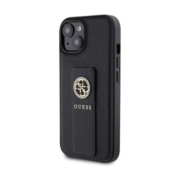 Husa GUESS pentru IPHONE 13 / 14 / 15 GUHCP15SPGSSADK (Grip Stand 4G Saffiano Strass) neagra