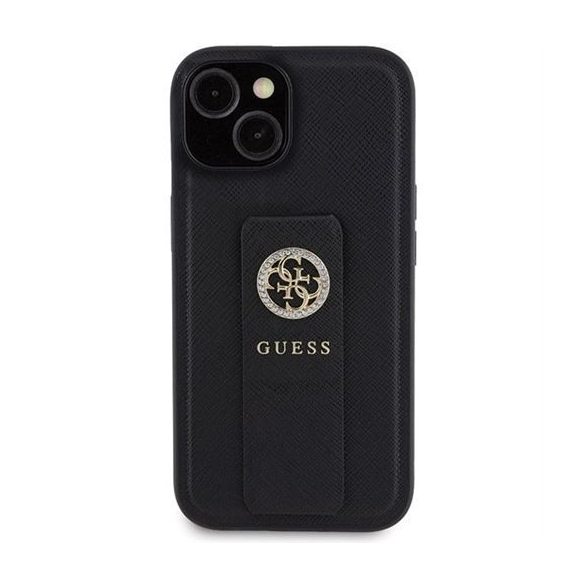 Husa GUESS pentru IPHONE 13 / 14 / 15 GUHCP15SPGSSADK (Grip Stand 4G Saffiano Strass) neagra