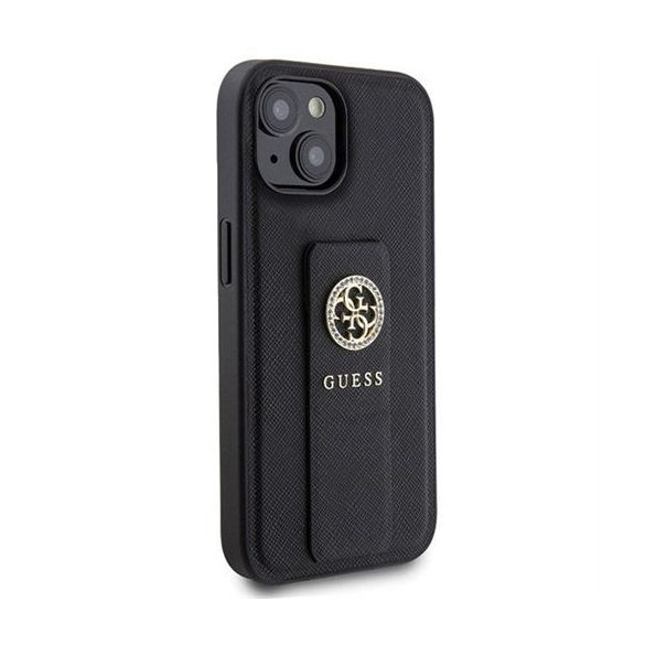 Husa GUESS pentru IPHONE 13 / 14 / 15 GUHCP15SPGSSADK (Grip Stand 4G Saffiano Strass) neagra