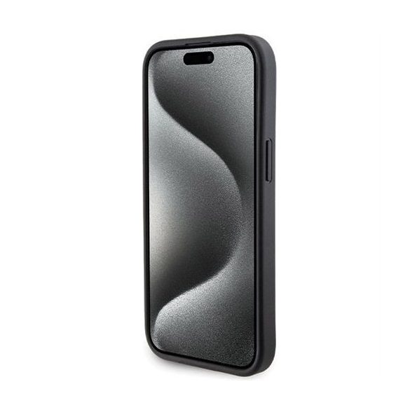 Husa GUESS pentru IPHONE 13 / 14 / 15 GUHCP15SPGSSADK (Grip Stand 4G Saffiano Strass) neagra