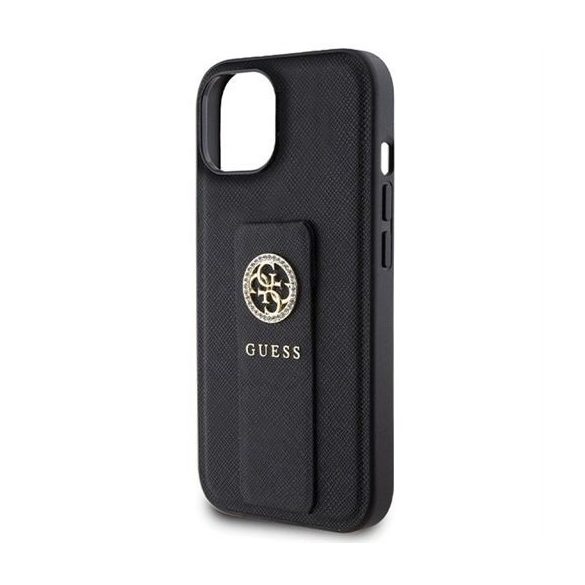 Husa GUESS pentru IPHONE 13 / 14 / 15 GUHCP15SPGSSADK (Grip Stand 4G Saffiano Strass) neagra