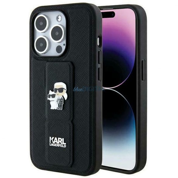 Husă originală KARL LAGERFELD KLHCP13XGSAKCPK pentru iPhone 13 Pro Max (Gripstand Saffiano KC PIN / negru)