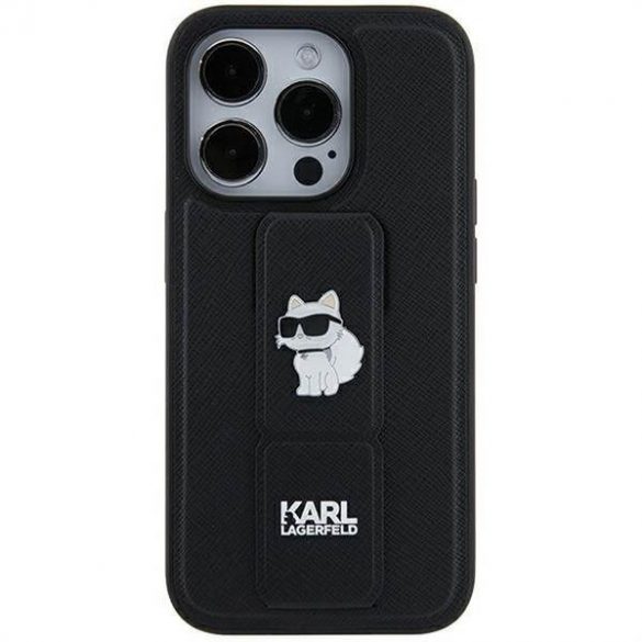 Husă originală KARL LAGERFELD KLHCN61GSACHPK pentru iPhone 11 (Gripstand Saffiano choupette PIN / negru)