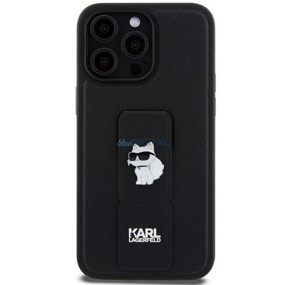 Husă originală KARL LAGERFELD KLHCP13XGSACHPK pentru iPhone 13 Pro Max (Gripstand Saffiano choupette PIN / negru)