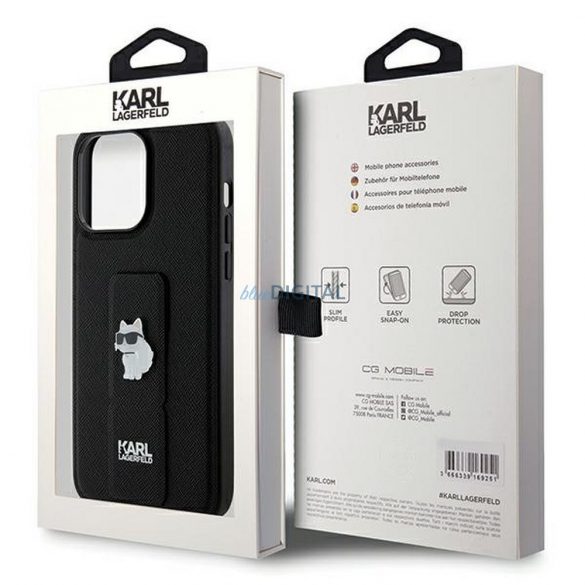 Husă originală KARL LAGERFELD KLHCP13XGSACHPK pentru iPhone 13 Pro Max (Gripstand Saffiano choupette PIN / negru)