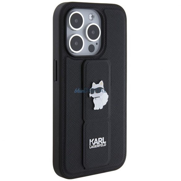 Husă originală KARL LAGERFELD KLHCP14LGSACHPK pentru iPhone 14 Pro (Gripstand Saffiano choupette PIN / negru)