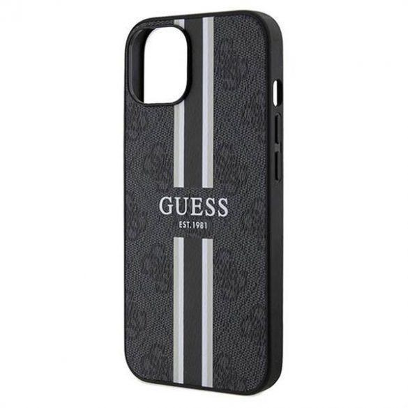 Husă originală GUESS GUHMP15SP4RPSK pentru iPhone 15 (Magsafe 4G Printed Stripes / negru)