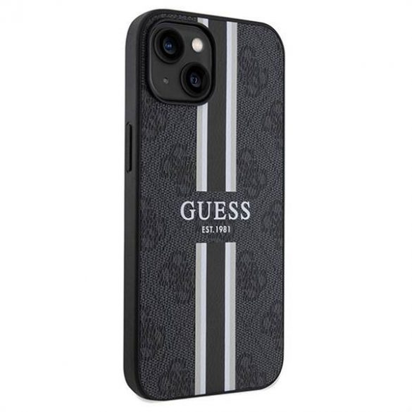 Husă originală GUESS GUHMP15SP4RPSK pentru iPhone 15 (Magsafe 4G Printed Stripes / negru)