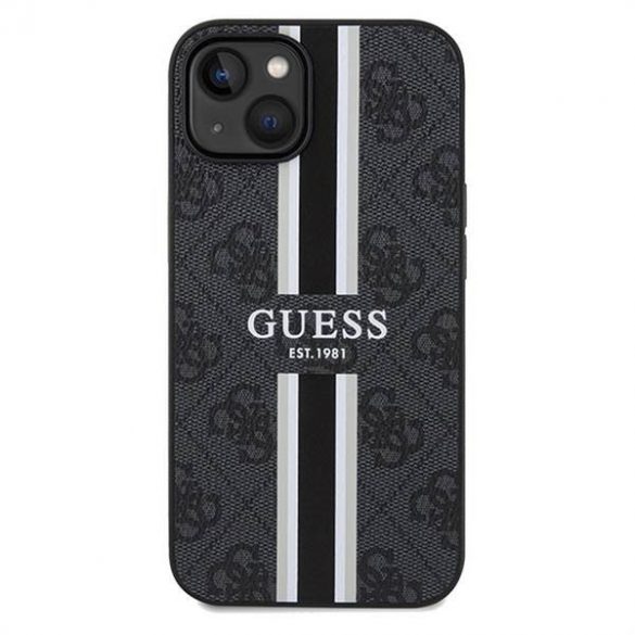 Husă originală GUESS GUHMP15SP4RPSK pentru iPhone 15 (Magsafe 4G Printed Stripes / negru)