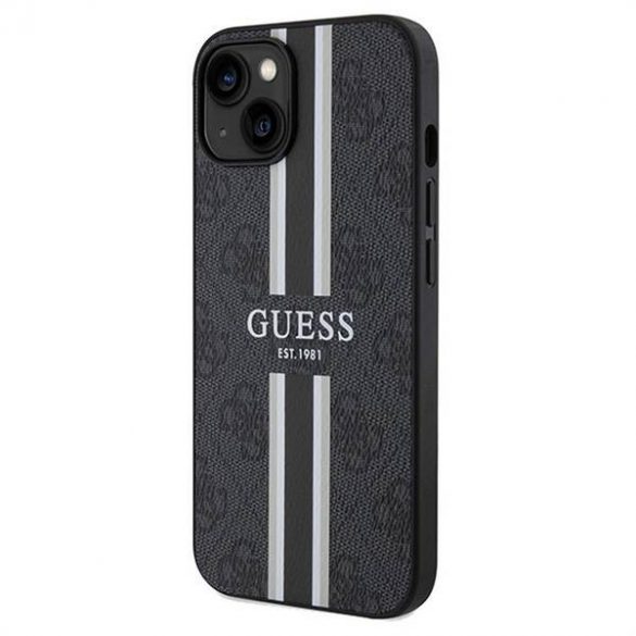 Husă originală GUESS GUHMP15SP4RPSK pentru iPhone 15 (Magsafe 4G Printed Stripes / negru)