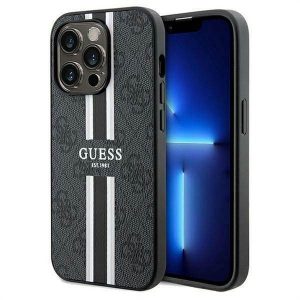 Husă originală GUESS GUHMP15LP4RPSK pentru iPhone 15 Pro (Magsafe 4G Printed Stripes / negru)