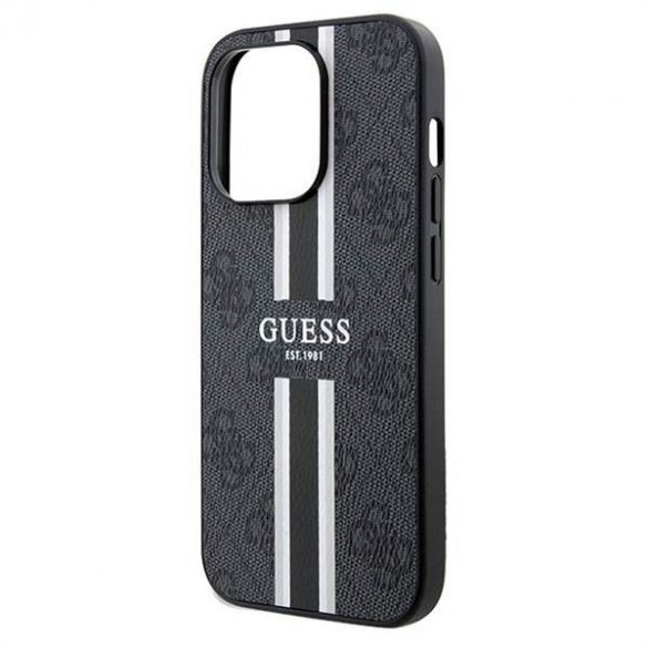 Husă originală GUESS GUHMP15LP4RPSK pentru iPhone 15 Pro (Magsafe 4G Printed Stripes / negru)