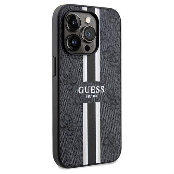 Husă originală GUESS GUHMP15LP4RPSK pentru iPhone 15 Pro (Magsafe 4G Printed Stripes / negru)