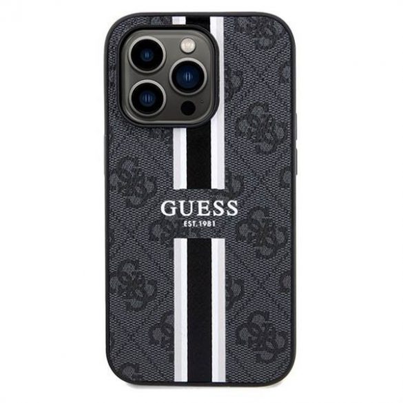 Husă originală GUESS GUHMP15LP4RPSK pentru iPhone 15 Pro (Magsafe 4G Printed Stripes / negru)