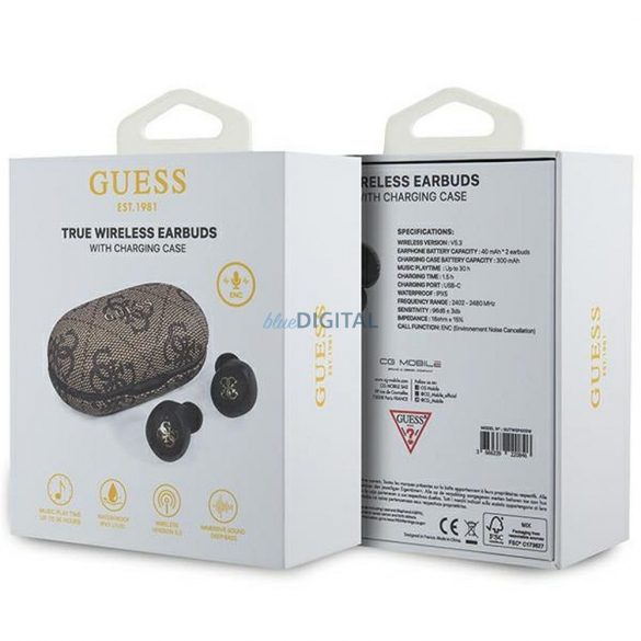 Guess GUTWSP4EGW 4G Metal TWS bluetooth căști fără fir ENC - maro