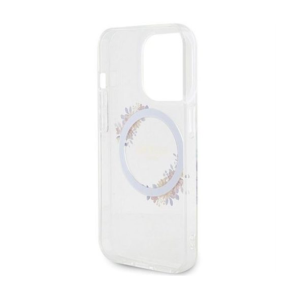 Husă originală GUESS GUHMP15LHFWFCT pentru iPhone 15 Pro (Magsafe / Flowers Wreath / transparent)