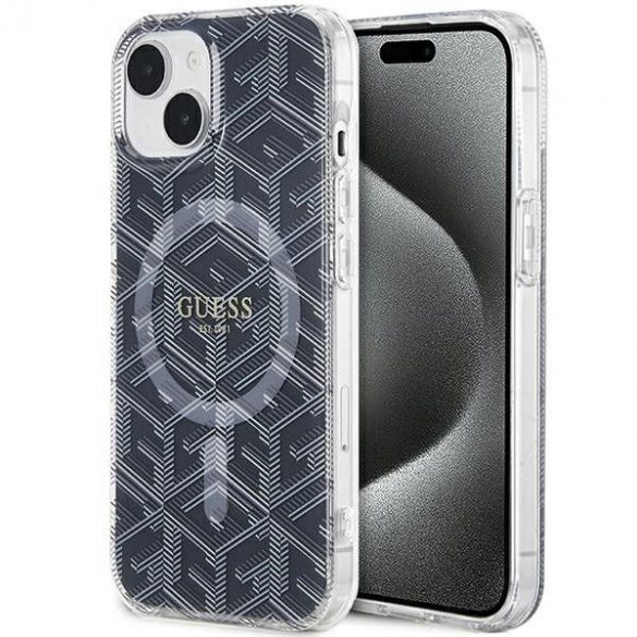 Husă originală GUESS GUHMP15SHGCUSTGK pentru iPhone 15 (Magsafe / IML GCUBE / negru)