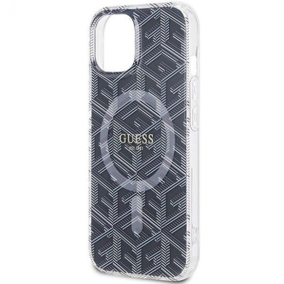 Husă originală GUESS GUHMP15SHGCUSTGK pentru iPhone 15 (Magsafe / IML GCUBE / negru)