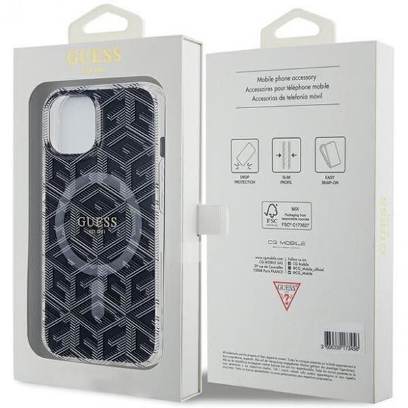 Husă originală GUESS GUHMP15SHGCUSTGK pentru iPhone 15 (Magsafe / IML GCUBE / negru)