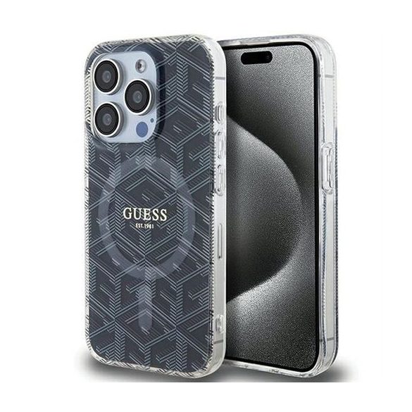 Husă originală GUESS GUHMP15XHGCUSTGK pentru iPhone 15 Pro Max (Magsafe / IML GCUBE / negru)