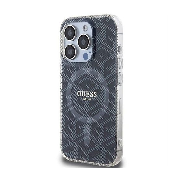 Husă originală GUESS GUHMP15XHGCUSTGK pentru iPhone 15 Pro Max (Magsafe / IML GCUBE / negru)