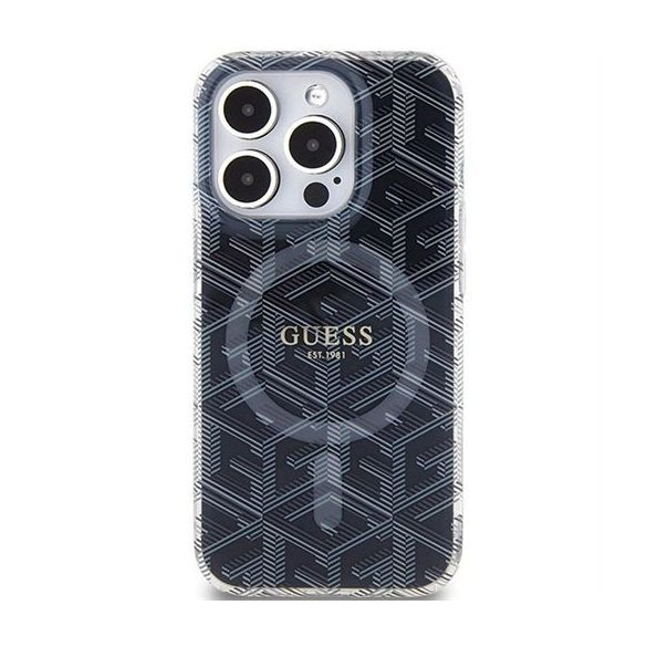 Husă originală GUESS GUHMP15XHGCUSTGK pentru iPhone 15 Pro Max (Magsafe / IML GCUBE / negru)