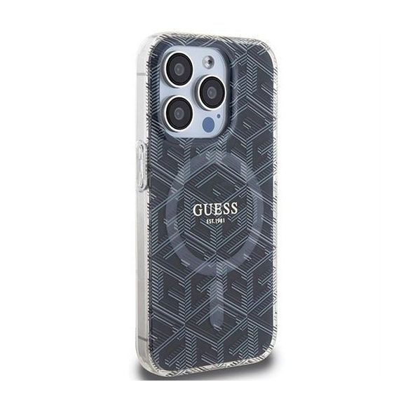 Husă originală GUESS GUHMP15XHGCUSTGK pentru iPhone 15 Pro Max (Magsafe / IML GCUBE / negru)