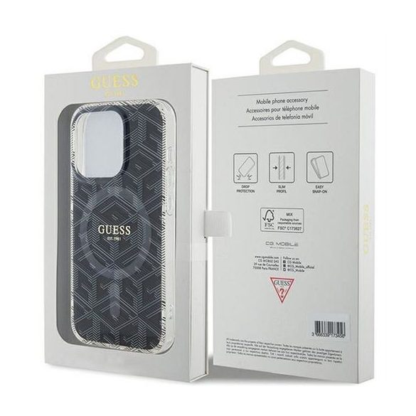 Husă originală GUESS GUHMP15XHGCUSTGK pentru iPhone 15 Pro Max (Magsafe / IML GCUBE / negru)