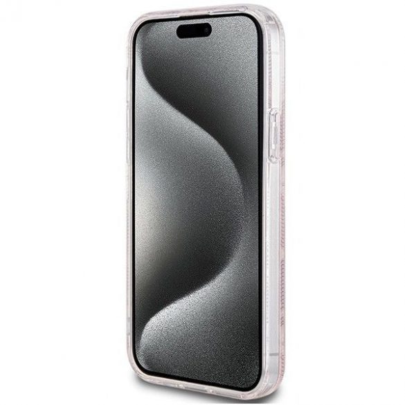 Husă originală GUESS GUHMP15SHGCUSTGP pentru iPhone 15 (Magsafe / IML GCUBE / roz)