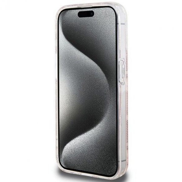 Husă originală GUESS GUHMP15LHGCUSTGP pentru iPhone 15 Pro (Magsafe / IML GCUBE / roz)