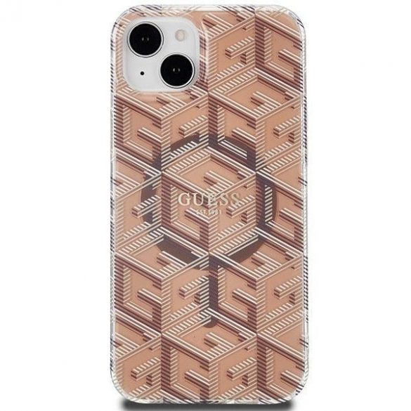 Husă originală GUESS GUHMP15SHGCUSTGW pentru iPhone 15 (Magsafe / IML GCUBE / maro)