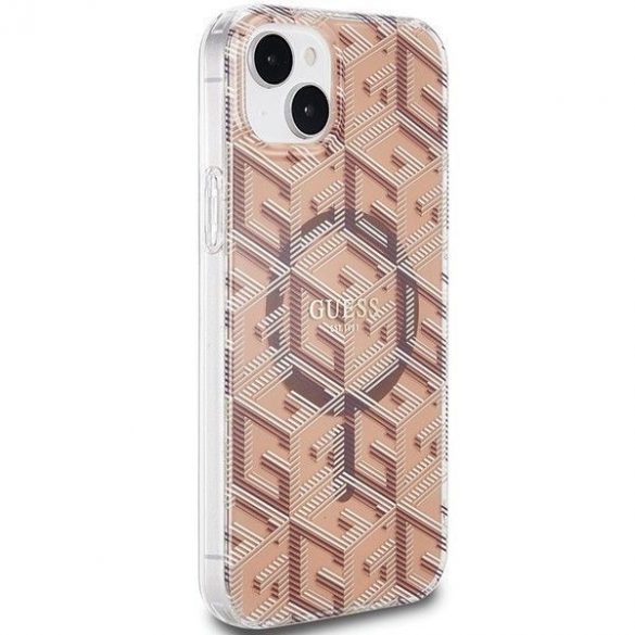 Husă originală GUESS GUHMP15SHGCUSTGW pentru iPhone 15 Plus (Magsafe / IML GCUBE / maro)