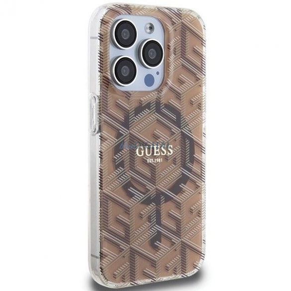 Husă originală GUESS GUHMP15XHGCUSTGW pentru iPhone 15 Pro Max (Magsafe / IML GCUBE / maro)