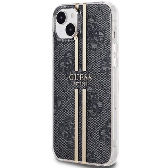 Husă originală GUESS GUHCP15SH4PSEGK pentru iPhone 15 (4G Gold Stripe / negru)