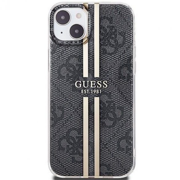 Husă originală GUESS GUHCP15SH4PSEGK pentru iPhone 15 (4G Gold Stripe / negru)