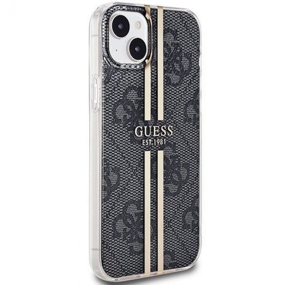 Husă originală GUESS GUHCP15SH4PSEGK pentru iPhone 15 (4G Gold Stripe / negru)