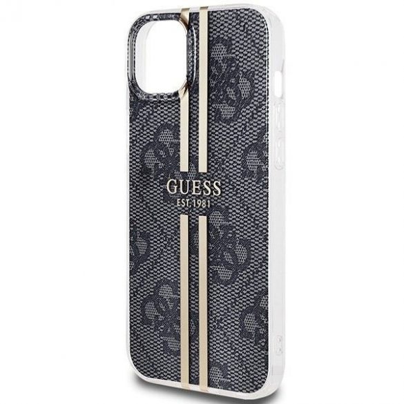 Husă originală GUESS GUHCP15SH4PSEGK pentru iPhone 15 (4G Gold Stripe / negru)