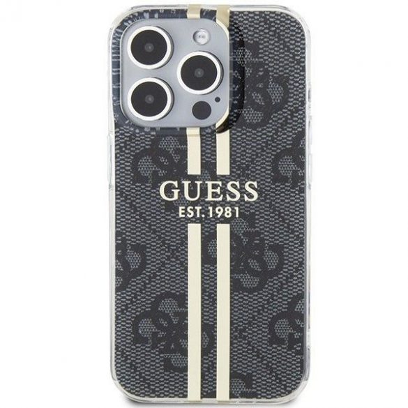 Husă originală GUESS GUHCP15LH4PSEGK pentru iPhone 15 Pro (4G Gold Stripe / negru)