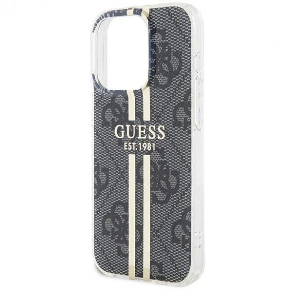 Husă originală GUESS GUHCP15LH4PSEGK pentru iPhone 15 Pro (4G Gold Stripe / negru)