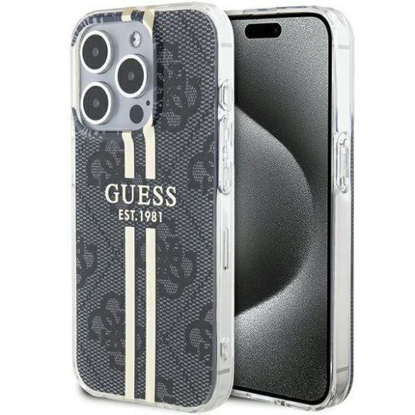 Husă originală GUESS GUHCP15XH4PSEGK pentru iPhone 15 Pro Max (4G Gold Stripe / negru)