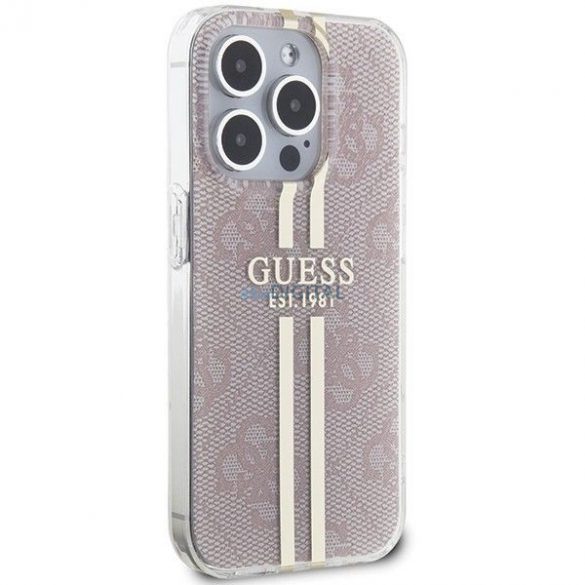 Husă originală GUESS GUHCP14XH4PSEGP pentru iPhone 14 Pro Max (4G Gold Stripe / roz)