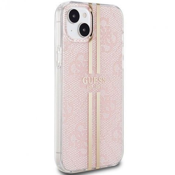 Husă originală GUESS GUHCP15SH4PSEGP pentru iPhone 15 (4G Gold Stripe / roz)