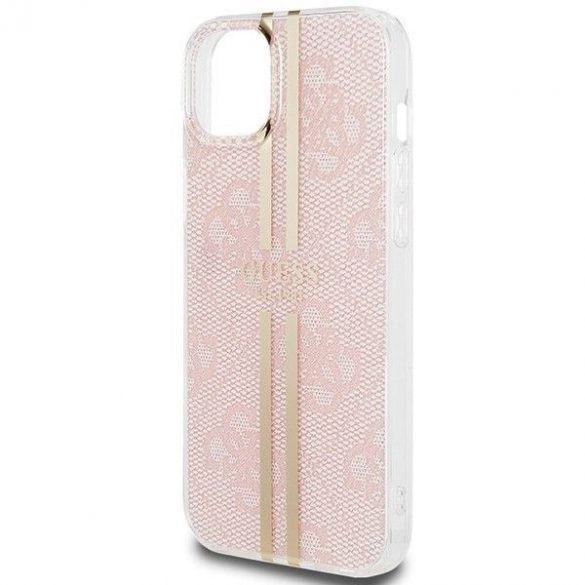 Husă originală GUESS GUHCP15SH4PSEGP pentru iPhone 15 (4G Gold Stripe / roz)