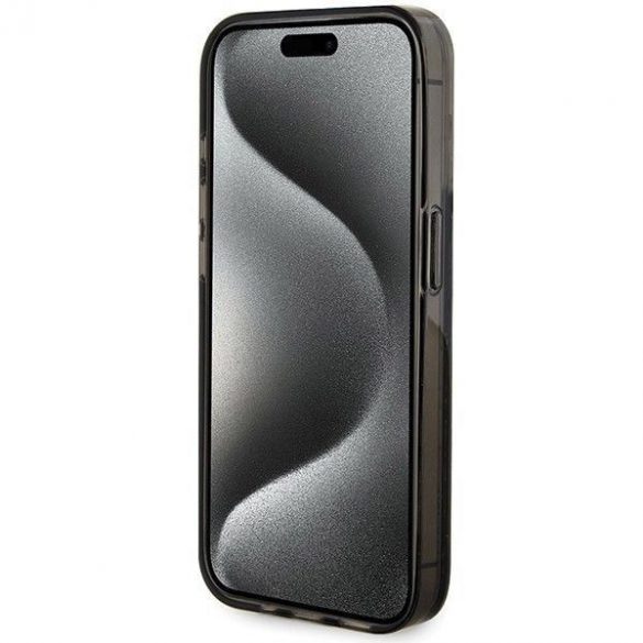 Husă originală GUESS GUHCP15XLFCSEGK pentru iPhone 15 Pro Max (benzi aurii cu sclipici lichid / negru)