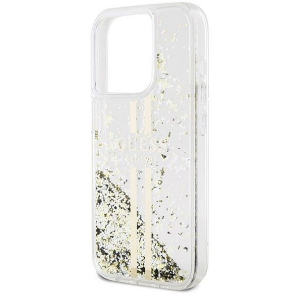 Husă originală GUESS GUHCP15XLFCSEGT pentru iPhone 15 Pro Max (benzi aurii cu sclipici lichid/transparente)