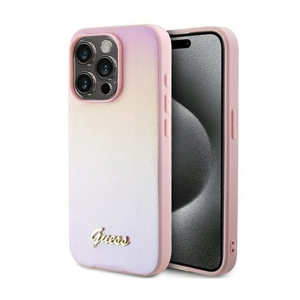 Husa GUESS pentru IPHONE 14 Pro GUHCP14LPSAIRSP (Saffiano Iridescent Script) roz