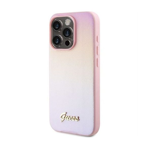 Husa GUESS pentru IPHONE 14 Pro GUHCP14LPSAIRSP (Saffiano Iridescent Script) roz